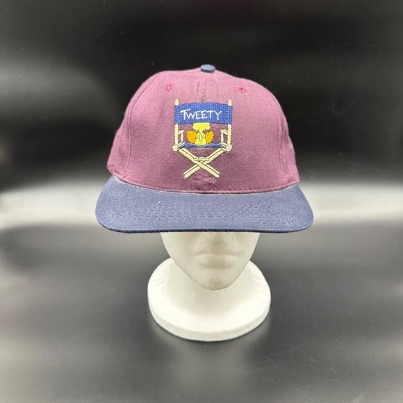 Vintage Baseball Cap 1991 Tweety Embroidered Hat Purple Navy Warner Bros USA - Picture 2 of 10